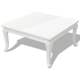 Coffee Table 80x80x42 cm High Gloss White - Front View