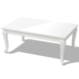 Coffee Table 100x60x42 cm High Gloss White - Front View