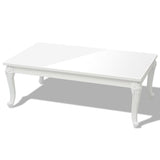 Coffee Table 115x65x42 cm High Gloss White - Front View