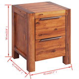 Bedside Cabinet Solid Acacia Wood Brown 45x42x58 cm - Rear View