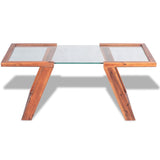 Coffee Table Solid Acacia Wood Brown 100x50x40 cm - Front View