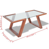 Coffee Table Solid Acacia Wood Brown 100x50x40 cm - Rear View