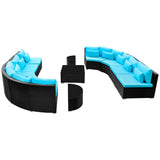 13 Piece Garden Lounge Set with Cushions Poly Rattan Blue