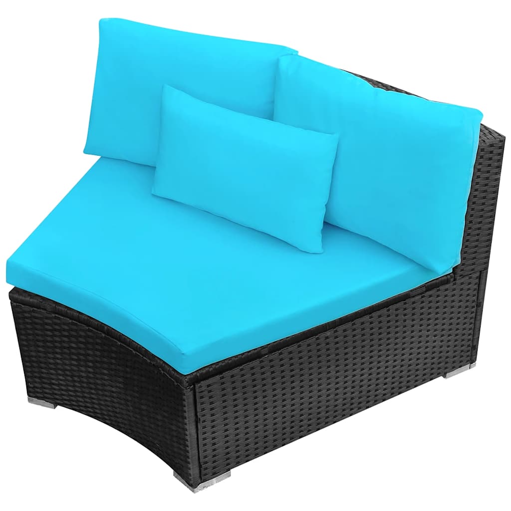 13 Piece Garden Lounge Set with Cushions Poly Rattan Blue