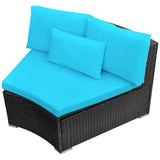 13 Piece Garden Lounge Set with Cushions Poly Rattan Blue