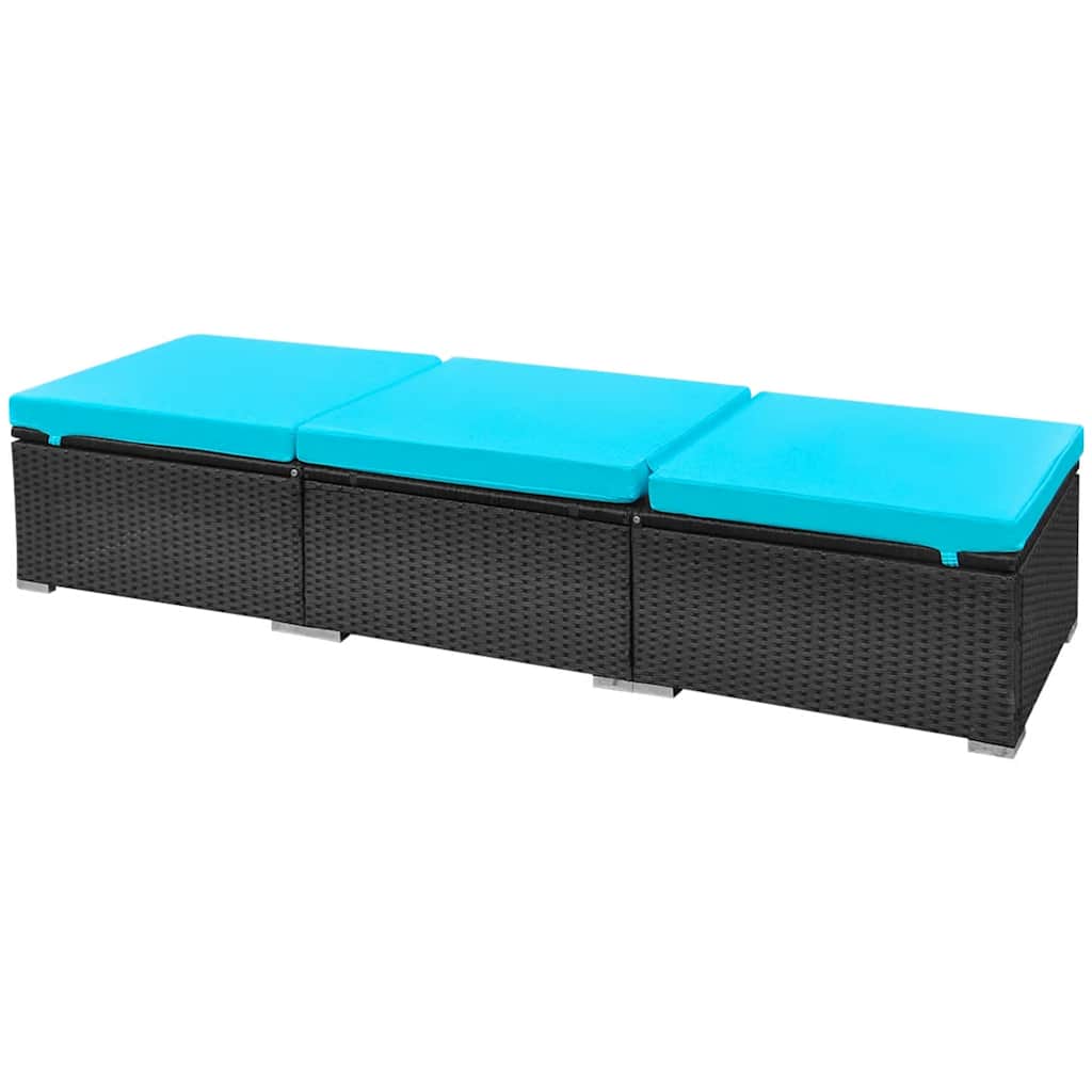 13 Piece Garden Lounge Set with Cushions Poly Rattan Blue