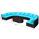 Round Sofa Set 11 pcs Blue Poly Rattan - Extra Image