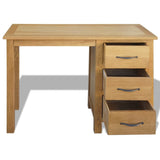 Desk with 3 Drawers 106x40x75 cm Solid Oak Wood - Side View