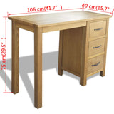 Desk with 3 Drawers 106x40x75 cm Solid Oak Wood - Rear View