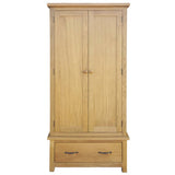 Wardrobe with 1 Drawer 90x52x183 cm Solid Oak Wood - Front View