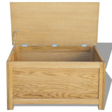 Storage Box 90x45x45 cm Solid Oak Wood - Front View