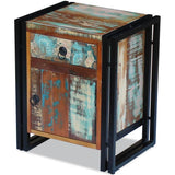 Bedside Cabinet Solid Reclaimed Wood - Side View
