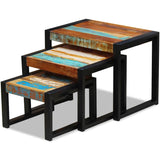 Three Piece Nesting Tables Solid Reclaimed Wood - Top-Down View