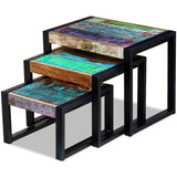 Three Piece Nesting Tables Solid Reclaimed Wood - Low Angle