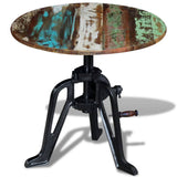 Side Table Solid Reclaimed Wood Cast Iron 60x(42-63) cm - Side View