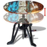 Side Table Solid Reclaimed Wood Cast Iron 60x(42-63) cm - Low Angle