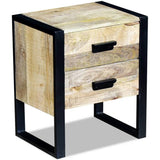 Side Table with 2 Drawers Solid Mango Wood 43x33x51 cm - Side View
