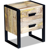 Side Table with 2 Drawers Solid Mango Wood 43x33x51 cm - 45-Degree Angle
