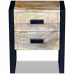 Side Table with 2 Drawers Solid Mango Wood 43x33x51 cm