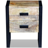 Side Table with 2 Drawers Solid Mango Wood 43x33x51 cm - Rear View