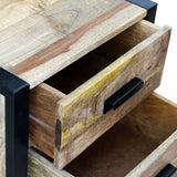 Side Table with 2 Drawers Solid Mango Wood 43x33x51 cm - Close-Up Angle