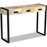 Console Table with 3 Drawers Solid Mango Wood 110x35x78 cm - Front View