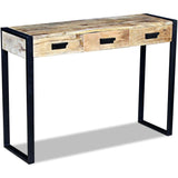 Console Table with 3 Drawers Solid Mango Wood 110x35x78 cm - Side View