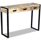 Console Table with 3 Drawers Solid Mango Wood 110x35x78 cm - Top-Down View