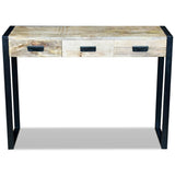 Console Table with 3 Drawers Solid Mango Wood 110x35x78 cm - Rear View