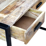 Console Table with 3 Drawers Solid Mango Wood 110x35x78 cm - Close-Up Angle