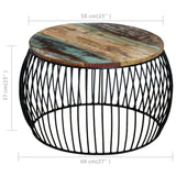 Coffee Table Round Solid Reclaimed Wood 68x37 cm - 45-Degree Angle