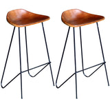 Bar Chairs 2 pcs Black and Brown Real Leather