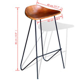 Bar Chairs 2 pcs Black and Brown Real Leather - 45-Degree Angle