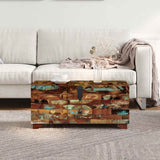Coffee Table Box Chest Solid Reclaimed Wood 80x40x35 cm - Side View