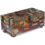 Coffee Table Box Chest Solid Reclaimed Wood 80x40x35 cm - Rear View