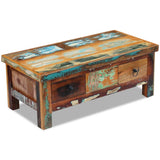 Coffee Table Drawers Solid Reclaimed Wood 90x45x35 cm - Top-Down View