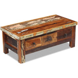 Coffee Table Drawers Solid Reclaimed Wood 90x45x35 cm - 45-Degree Angle