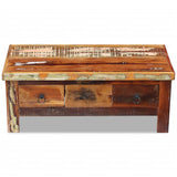 Coffee Table Drawers Solid Reclaimed Wood 90x45x35 cm - Rear View