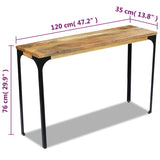 Console Table Mango Wood 120x35x76 cm - Low Angle