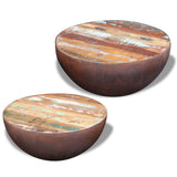 Two Piece Bowl Shaped Coffee Table Set Solid Reclaimed Wood - 45-Degree Angle