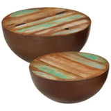 Two Piece Bowl Shaped Coffee Table Set Solid Reclaimed Wood - Extra Image