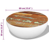 Bowl Shaped Coffee Table Solid Reclaimed Wood 60x60x30 cm - Close-Up Angle