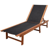 Sun Loungers 2 pcs with Table Solid Acacia Wood and Textilene - Front View