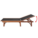 Sun Loungers 2 pcs with Table Solid Acacia Wood and Textilene - 45-Degree Angle