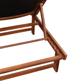 Sun Loungers 2 pcs with Table Solid Acacia Wood and Textilene - Rear View
