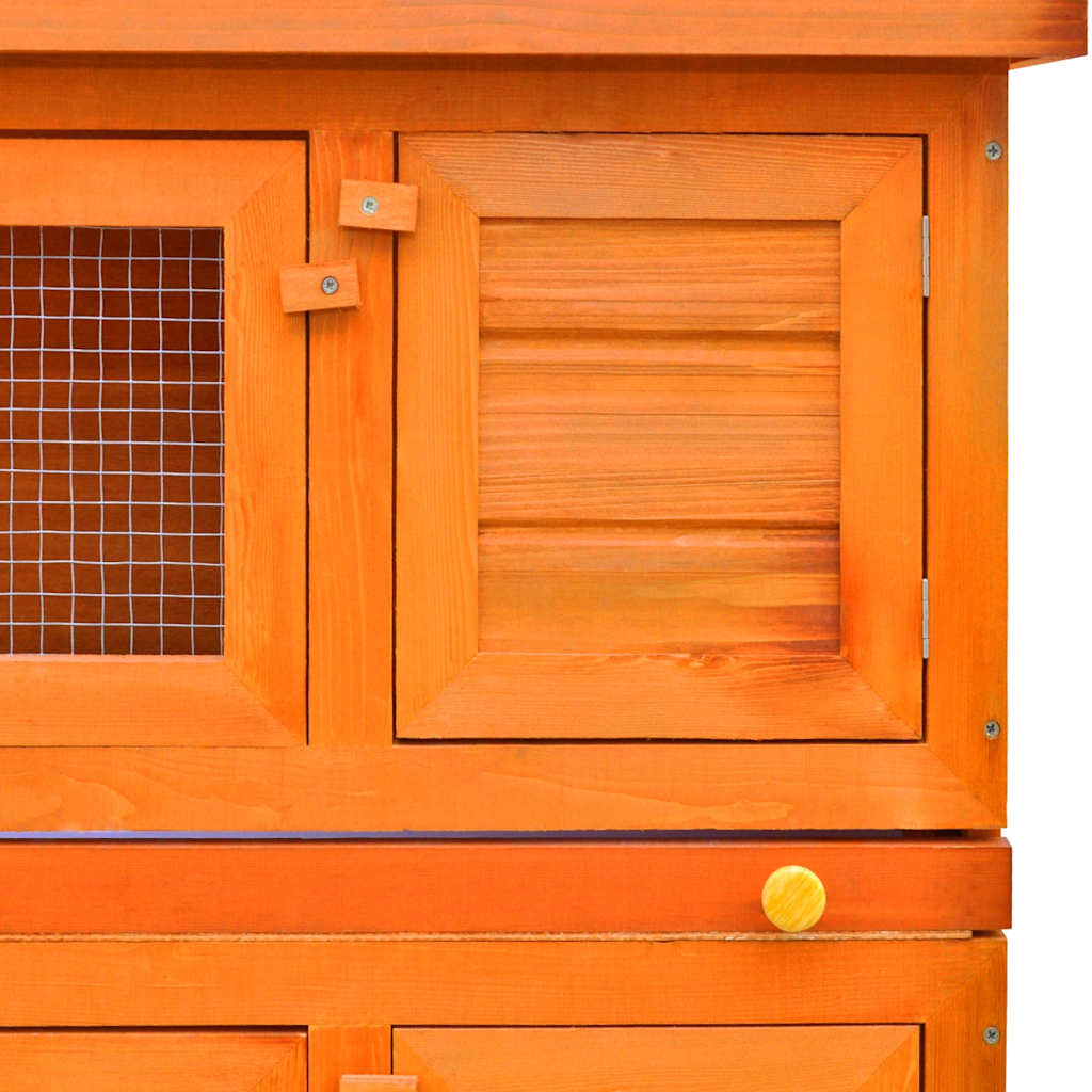 Outdoor Rabbit Hutch Small Pet Cage 4 Door Wood