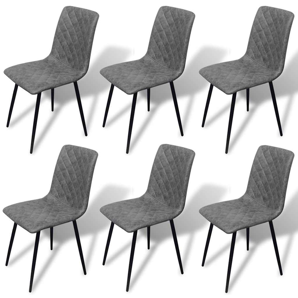 Dining Chairs 6 pcs Grey Faux Leather