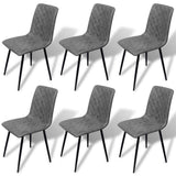 Dining Chairs 6 pcs Grey Faux Leather - Front View