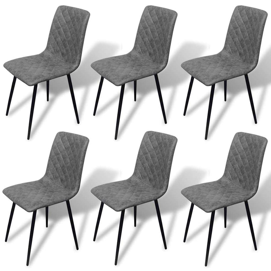 Dining Chairs 6 pcs Grey Faux Leather
