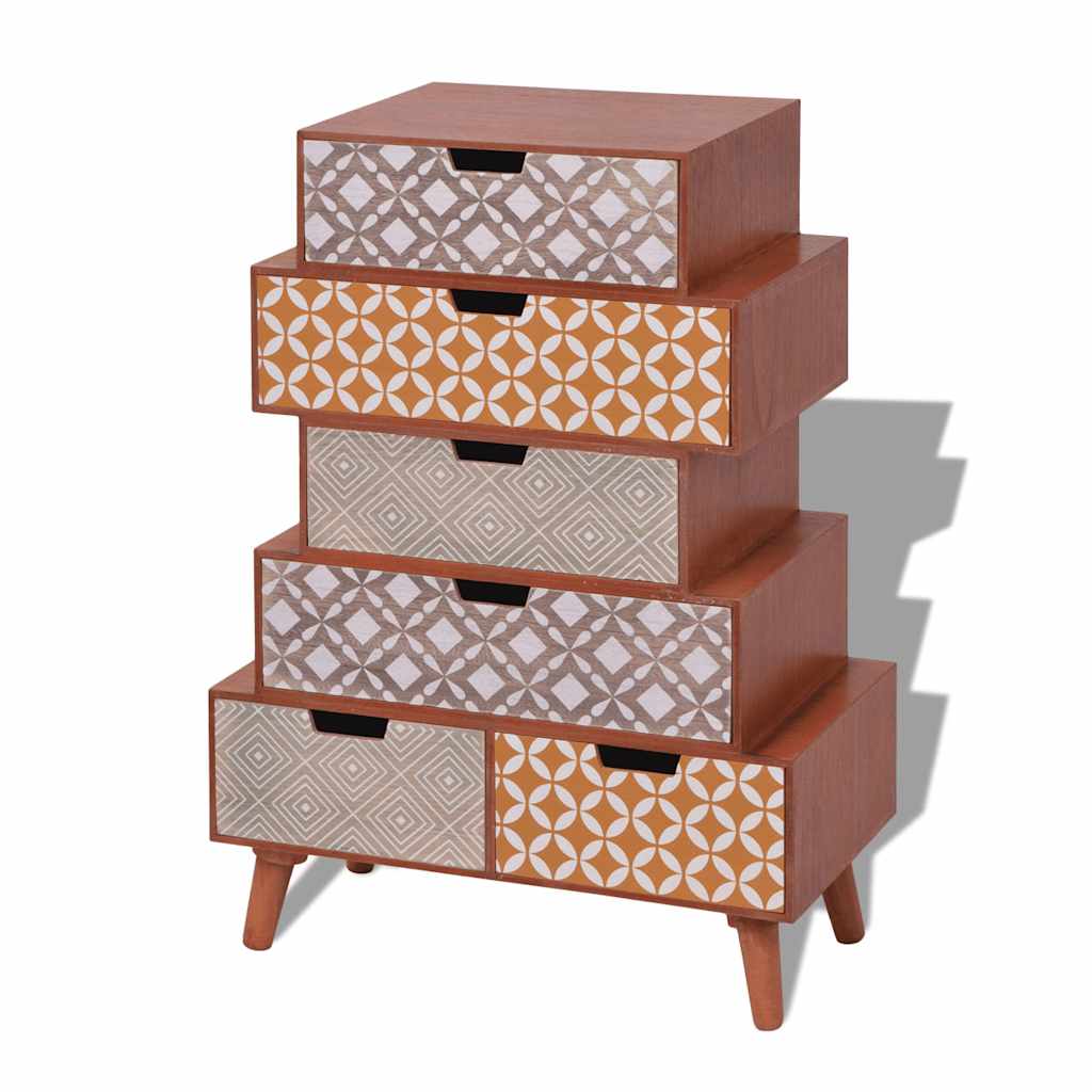 Side Cabinet 6 Drawers Brown